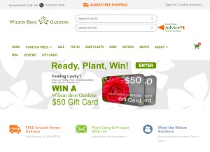 How wilsonbrosgardens.com looks like on a tablet such as an iPad.