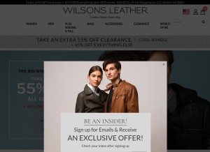 How wilsonsleather.com looks like on a tablet such as an iPad.