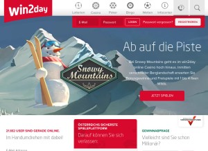 How win2day.at looks like on a tablet such as an iPad.