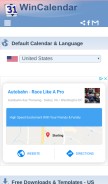 How wincalendar.com looks like on a mobile device such as an iPhone.