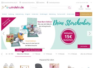 How windeln.de looks like on a tablet such as an iPad.