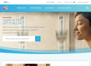 How windex.com looks like on a tablet such as an iPad.