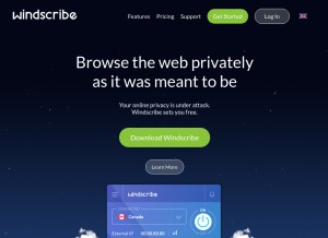 How windscribe.com looks like on a tablet such as an iPad.
