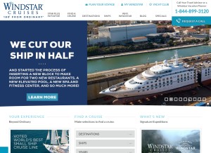 How windstarcruises.com looks like on a tablet such as an iPad.