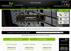 How windstreamhosting.com looks like on a tablet such as an iPad.