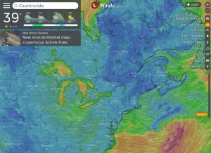 How windy.com looks like on a tablet such as an iPad.