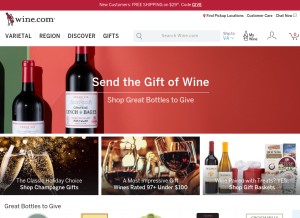 How wine.com looks like on a tablet such as an iPad.