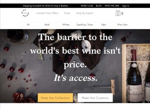 How wineaccess.com looks like on a tablet such as an iPad.