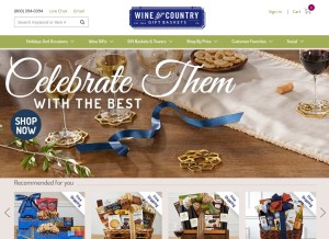 How winecountrygiftbaskets.com looks like on a tablet such as an iPad.