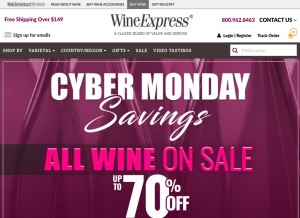 How wineexpress.com looks like on a tablet such as an iPad.
