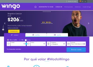 How wingo.com looks like on a tablet such as an iPad.