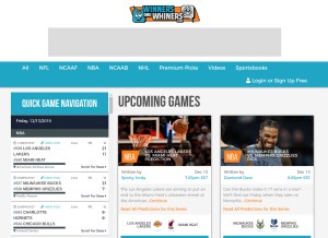 How winnersandwhiners.com looks like on a tablet such as an iPad.