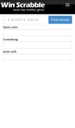 How winscrabble.com looks like on a mobile device such as an iPhone.