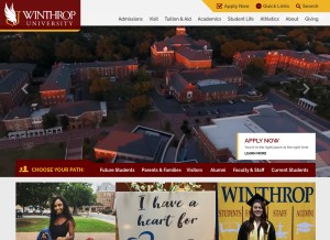 How winthrop.edu looks like on a tablet such as an iPad.