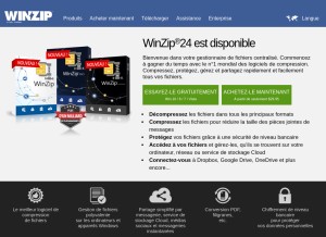 How winzip.com looks like on a tablet such as an iPad.