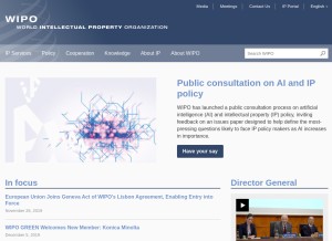 How wipo.int looks like on a tablet such as an iPad.