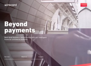How wirecard.com looks like on a tablet such as an iPad.