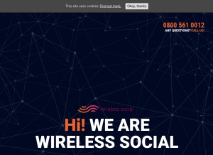 How wireless-social.com looks like on a tablet such as an iPad.