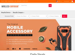 How wirelessemporium.com looks like on a tablet such as an iPad.