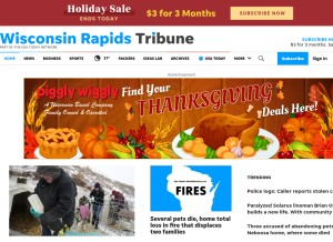 How wisconsinrapidstribune.com looks like on a tablet such as an iPad.