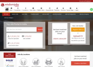 How wisdomjobs.com looks like on a tablet such as an iPad.