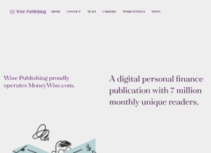 How wisepublishing.com looks like on a tablet such as an iPad.