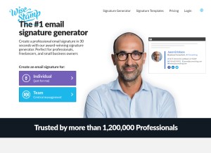 How wisestamp.com looks like on a tablet such as an iPad.