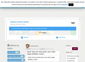 How wishesgreeting.com looks like on a tablet such as an iPad.