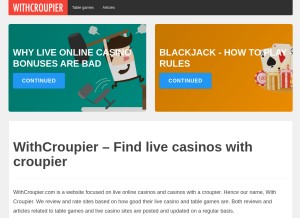 How withcroupier.com looks like on a tablet such as an iPad.