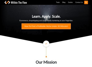 How withintheflow.com looks like on a tablet such as an iPad.