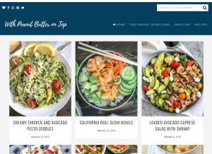 How withpeanutbutterontop.com looks like on a tablet such as an iPad.