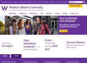 How wiu.edu looks like on a tablet such as an iPad.
