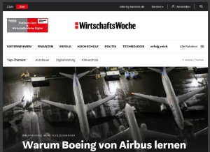 How wiwo.de looks like on a tablet such as an iPad.