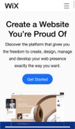 How wix.com looks like on a mobile device such as an iPhone.