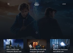 How wizardingworld.com looks like on a tablet such as an iPad.