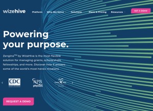 How wizehive.com looks like on a tablet such as an iPad.