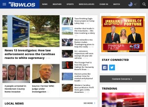 How wlos.com looks like on a tablet such as an iPad.
