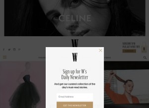 How wmagazine.com looks like on a tablet such as an iPad.