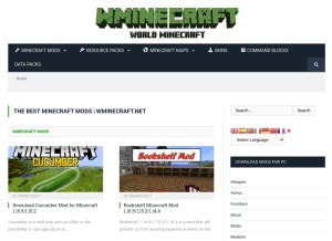 How wminecraft.net looks like on a tablet such as an iPad.
