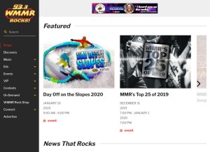 How wmmr.com looks like on a tablet such as an iPad.