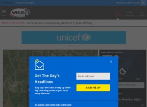 How wmur.com looks like on a tablet such as an iPad.