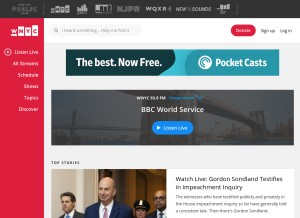 How wnyc.org looks like on a tablet such as an iPad.