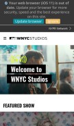 How wnycstudios.org looks like on a mobile device such as an iPhone.