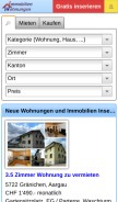 How wohnungen-immobilien.ch looks like on a mobile device such as an iPhone.
