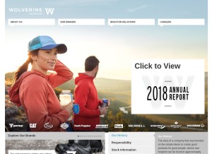 How wolverineworldwide.com looks like on a tablet such as an iPad.