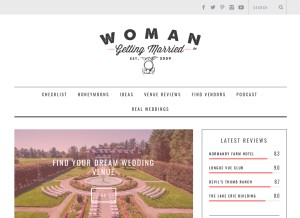 How womangettingmarried.com looks like on a tablet such as an iPad.