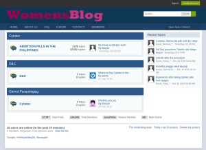 How womensblog.org looks like on a tablet such as an iPad.