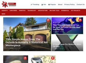 How wonderfulengineering.com looks like on a tablet such as an iPad.