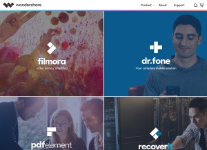 How wondershare.com looks like on a tablet such as an iPad.