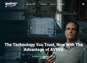 How wonderware.com looks like on a tablet such as an iPad.